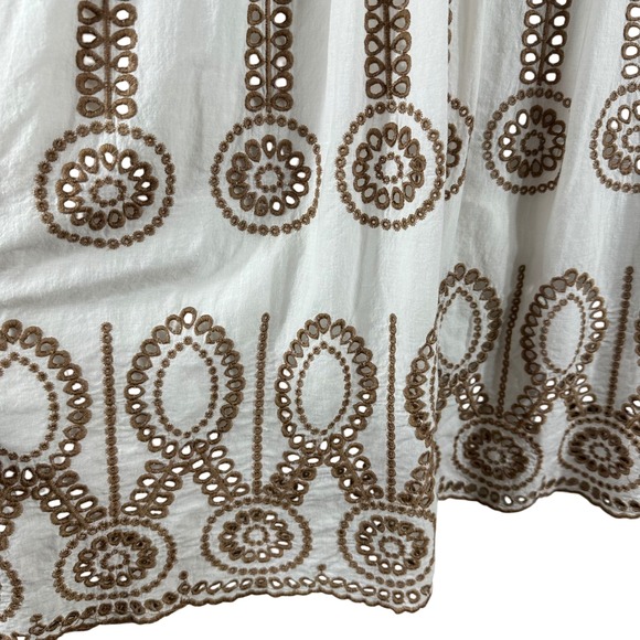 Emma G Women's Dress White 100% Cotton Pintuck Eyelet Lined Collard Midi Size M - Picture 6 of 11